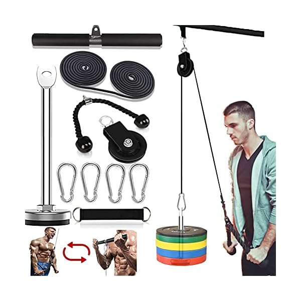 Weight-Cable-Pulley-System-Professional-Home-Gym-Equipment-Upgraded-Fitness-LATfor-Triceps-Pull-Down-Biceps-Curl-Back-Forearm-Shoulder Weight Cable Pulley System Gym Professional Home Gym Equipment Upgraded Fitness LAT for Triceps Pull Down Biceps Curl Back Forearm Shoulder (2.5m Nylon)