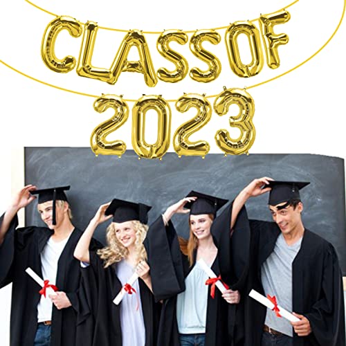 Class Of 2023 Balloons Banner Graduation Party Decoration Supplies - Congrats Grad Gold 16Inch Letter Number Foil Balloon For Congrats Graduation Party Decorations Supplies 2023 #TOP5