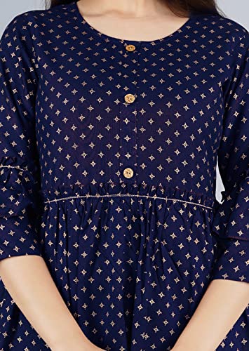 Image of Shiva Fab Short Kurti for Women | Embroidered Straight Rayon Kurta | Round Neck Full Sleeves Short Kurti for Women's