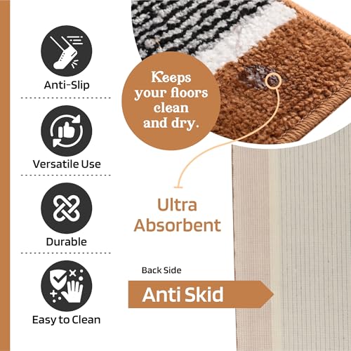 Image of Kuber Industries 16x24 Inch Anti-Skid Water-Absorbent Door Mats for Home | Durable Main Entrance Footmats for Bathroom, Living Room & Office | Micro Wings Lining - Golden