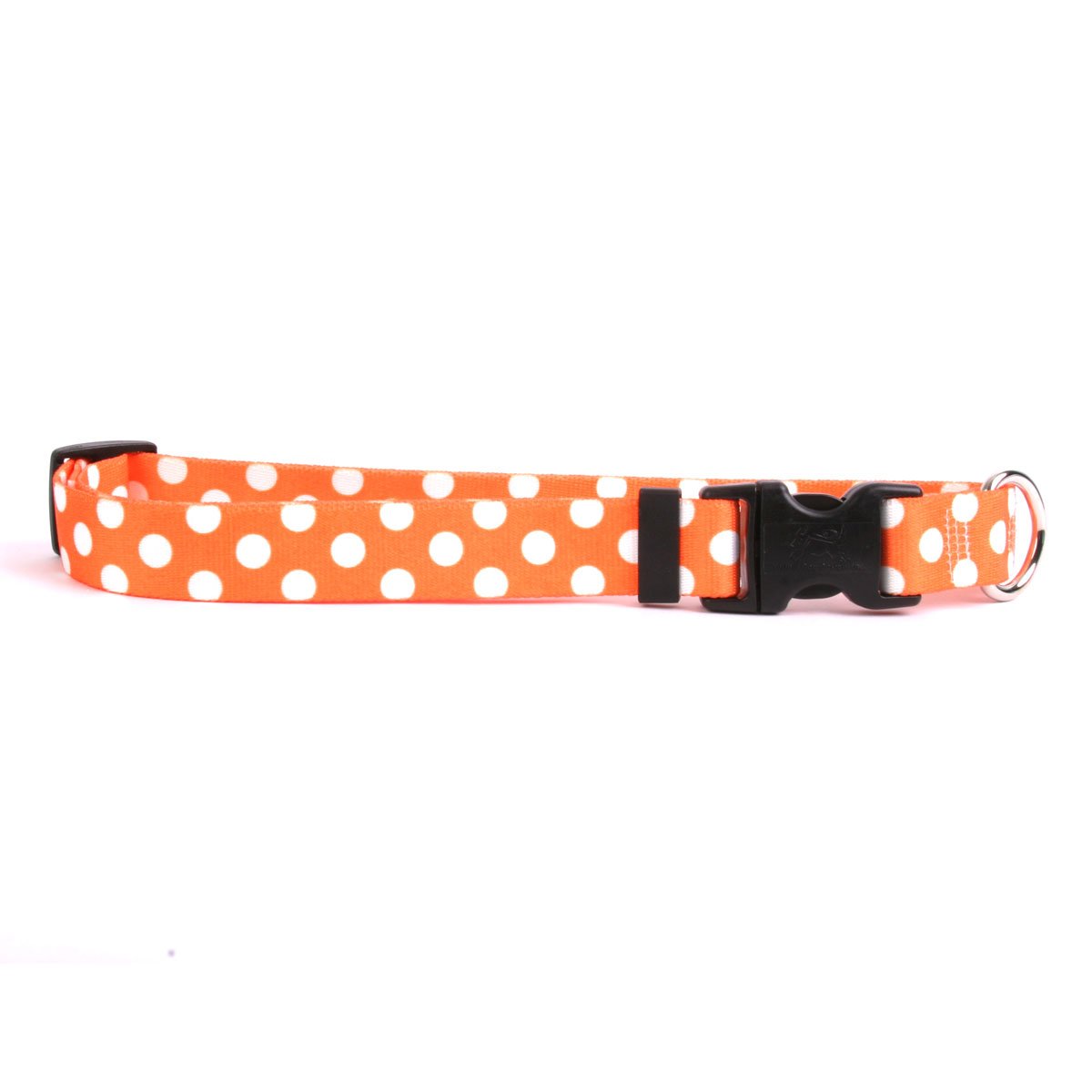 Yellow Dog Design Standard Easy-Snap Collar, Tangerine Polka Dot, Medium 14" - 20"