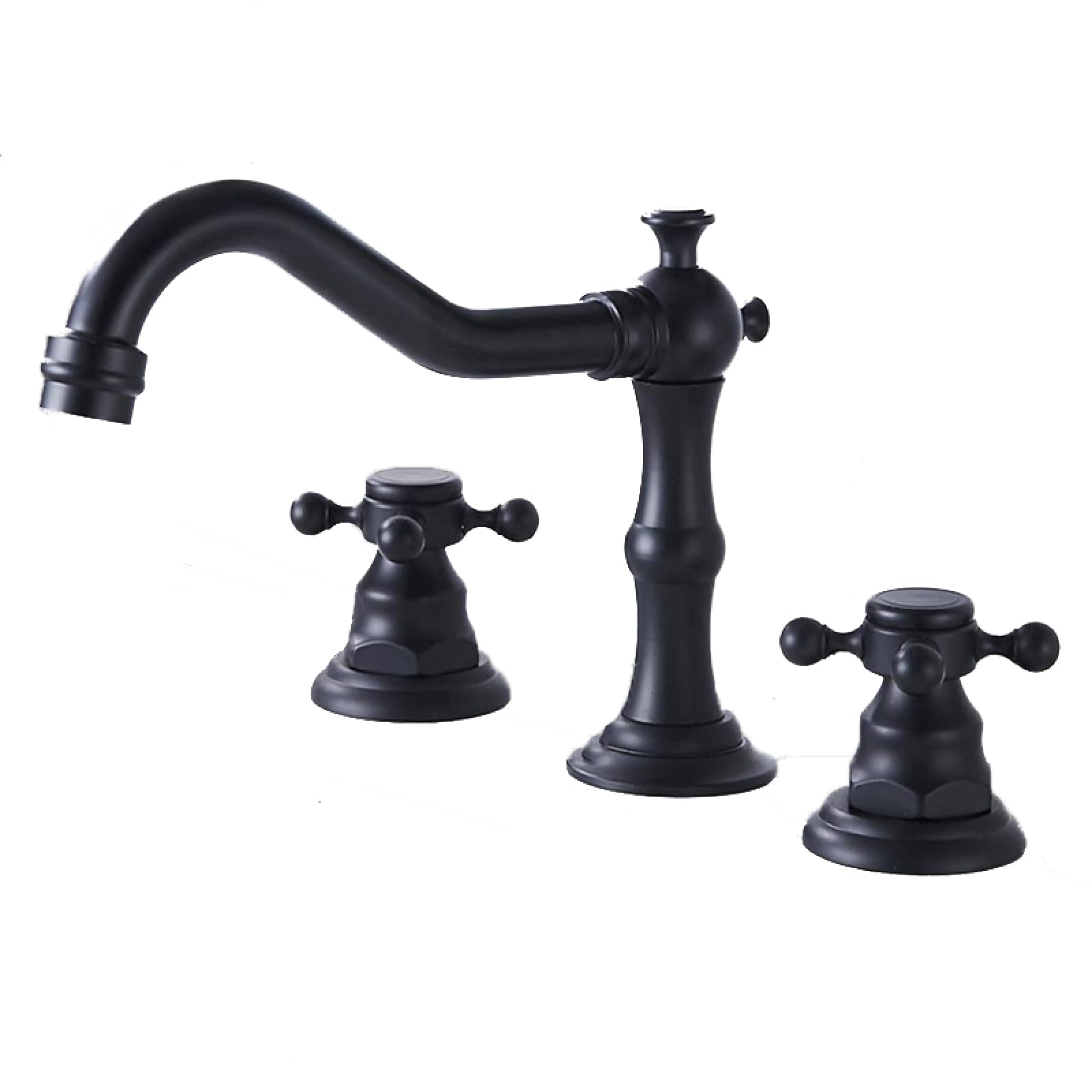 Robinet de lavabo noir à 3 trous style vintage pour vasque - 7