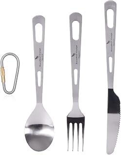 Boundless Voyage Titanium 3-Piece Cutlery Set Flatware Spoon Fork Knife Ultralight Portable Titanium Utensils Tableware for Home Use Travel Outdoor