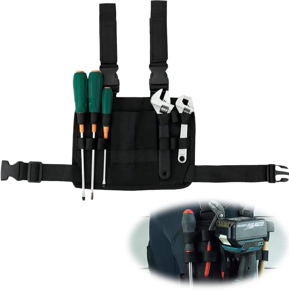 Portable Tool Pouch For Leg, Adjustable Multifunctional Tool Holder with Belt Clip for Hammer, Screwdriver, Wrench, Scissors, Oxford Cloth Tool Storage Bag, 11 x 8 inches