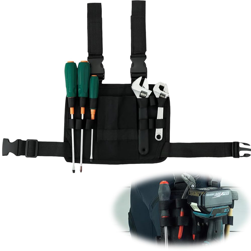 Portable Tool Pouch For Leg, Adjustable Multifunctional Tool Holder with Belt Clip for Hammer, Screwdriver, Wrench, Scissors, Oxford Cloth Tool Storage Bag, 11 x 8 inches