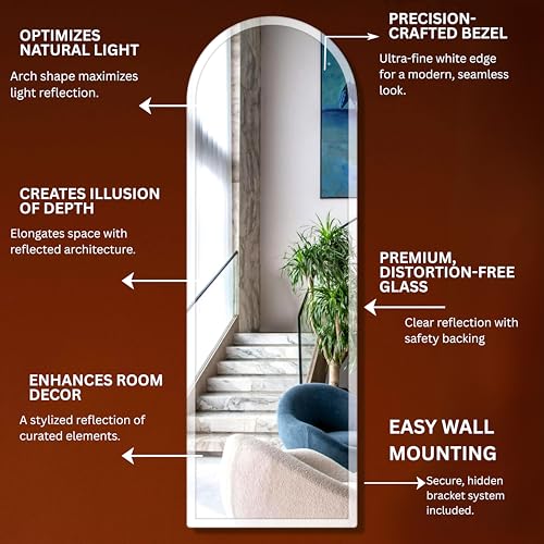 Image of Creative Arts n Frames 5mm Full Length Long Beveled Smooth Edges Frameless Rectangular Wall Mount HD Mirror Home Decor Items (18X60 inch Arch HD Mirror)