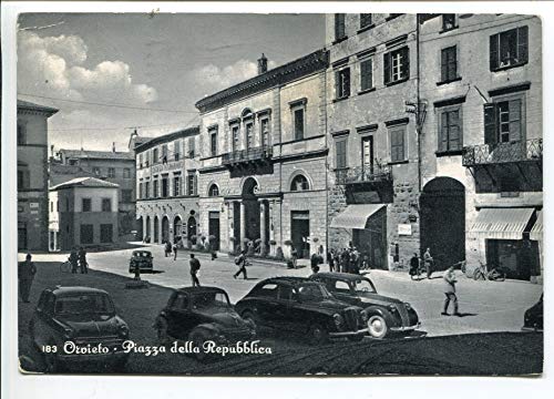 1950/60 Orvieto Piazza della Repubblica TIMBRO Terni DEST. Genova FG B/N VG ANIMATA auto bici