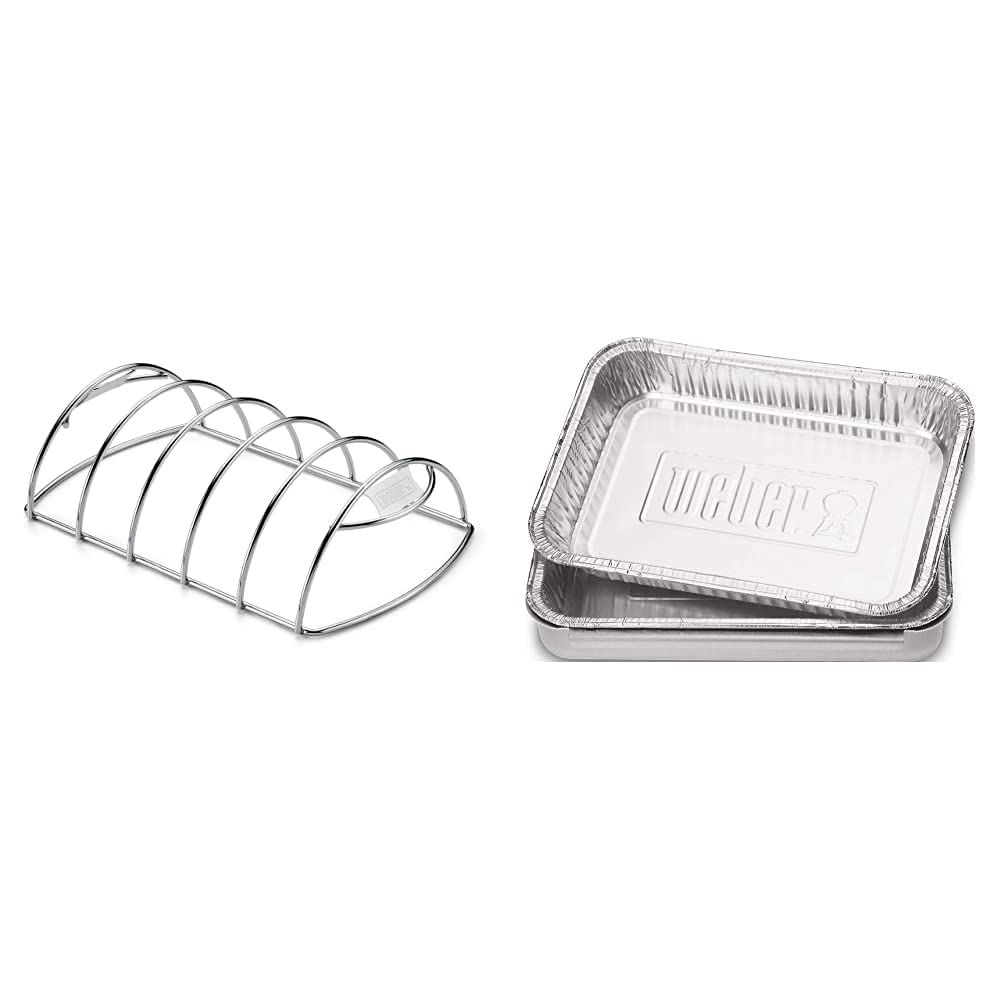Weber 6605 Original Rib Rack for Grilling & Drip Pans 10-Piece, Small