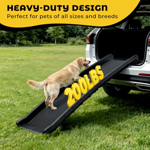 simpa Folding Lightweight Black Plastic Portable Dog Pet Ramp with Anti-Slip Textured Safety Surface. - Image 6