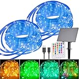 Nazuwke 99FT Solar Rope Lights Outdoor Waterproof, 300 LED String Light USB & Solar Powered with Remote Control, 18 Colors Changing Fairy Tube Lighting for Outside Indoor Patio Pool Christmas Decor