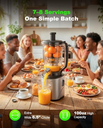 Image of Cold Press Juicer 2026 Upgrade 6.5 inch Wide Feed Chute Masticating Juicer