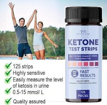 Ketone Test Strips (125 Strips) - Keto Strips - Ketosis Test Strips for Urine -Accurately Detect and Measure Your State of Ketosis in Seconds-Easy to Use