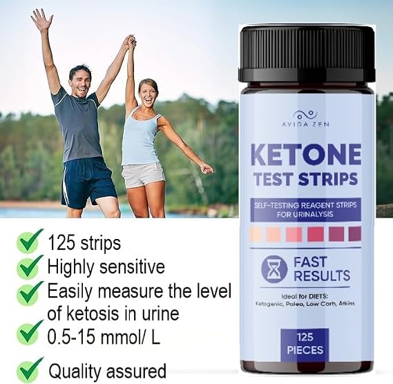 Ketone Test Strips (125 Strips) - Keto Strips - Ketosis Test Strips for Urine -Accurately Detect and Measure Your State of Ketosis in Seconds-Easy to Use