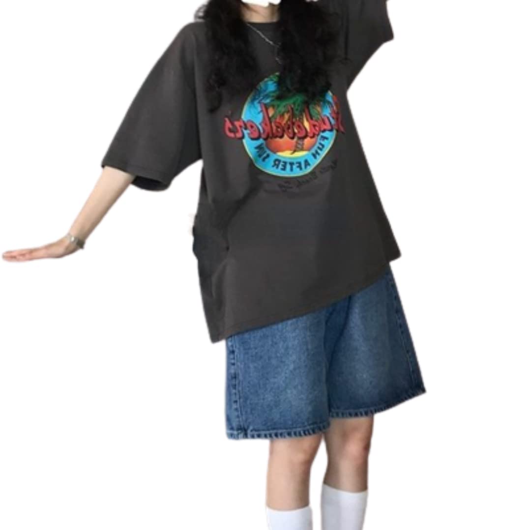 YELLOOP Y2k Shorts Baggy Jean Shorts Bermuda Shorts for Women Knee Length Long Jean Shorts for Women