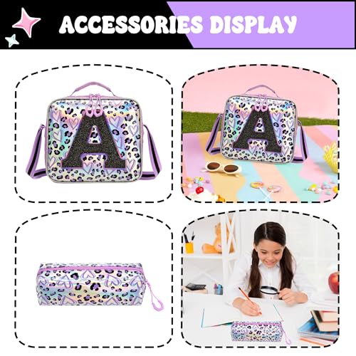 Image of HTgroce Kids Rolling Backpack for Girls Backpack with Wheels 3pcs Rolling Backpacks for Kids, 16.5 inch Roller Backpacks for Girls with Lunch Box Pencil Case