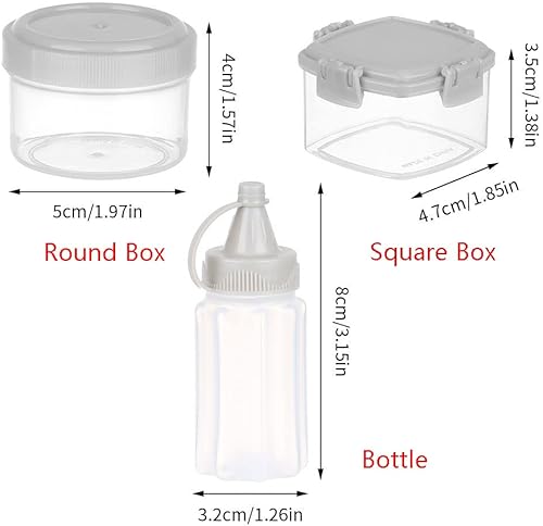 Miniatura 7 de beyonday Juego de 12 mini cajas de condimentos Bento, botellas exprimibles para salsas, tarros de especias, pequeños, transparentes, salsa de
