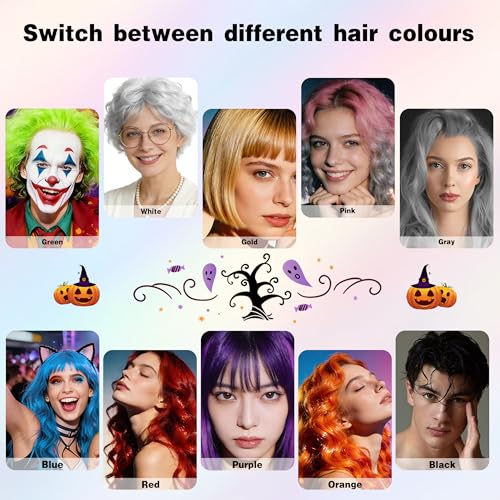 Image of Black Temporary Hair Color Spray for Women Men, Instant Colored Hair Dye Alternative for Teens, Disposable Washable, Quick Styling for Party Cosplay Christmas Halloween, 150ml