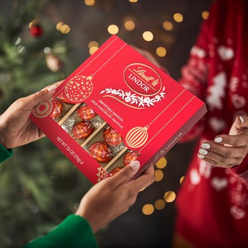 Image of Holiday LINDOR Milk Modern Gift Box, Assorted Chocolate Candy with Smooth, Melting Truffle Center, 7.6 oz. (Pack of 5)