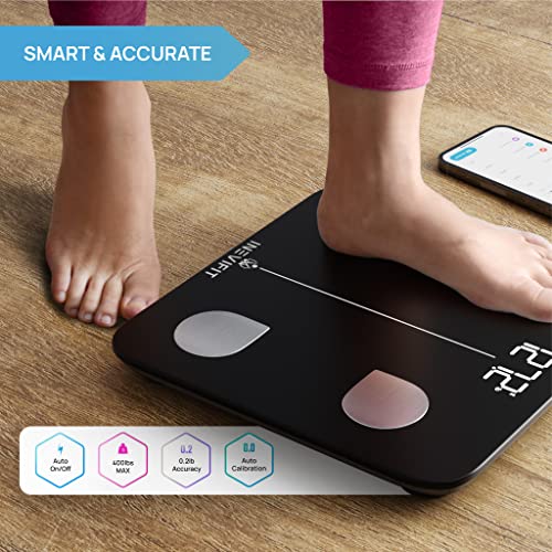 Inevifit Smart Body Fat Scale, Highly Accurate Bluetooth Digital Bathroom Body Composition Analyzer, Measures Weight, Body Fat, Water, Muscle, Visceral Fat & Bone Mass For Unlimited Users (Black) #TOP4