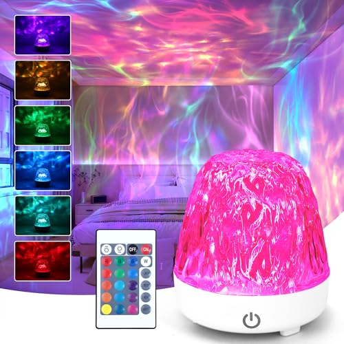 Aurora Glow Lamp Ocean Light – Birthday Gift Sensory Night Lights Wave Ceiling Projector with 16 Colors,30 Lighting Modes,Galaxy Projector for Bedroom/Party/Game,Lava Lamp Mood Light for Kid Women Men