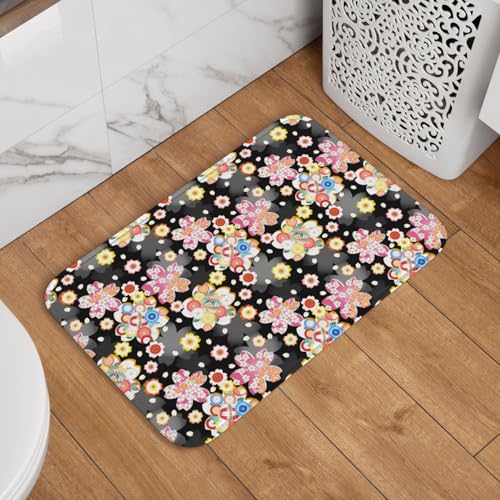 玄関マット 桜と毬 和風 ドアマット 室内 屋外 バスマット おしゃれ 泥落とし 洗える 滑り止め 足拭きマット 浴室 台所 寝室 業務用 四季通用 60cm×40cm