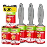KONIZY Lint Rollers for Pet Hair Extra Sticky, 600 Sheets Mega Value Set Lint Roller with 3 Upgraded Handles, 6 Rollers Portable Pet Lint Remover for Clothes, Furniture, Carpet, Dog & Cat Hair Removal