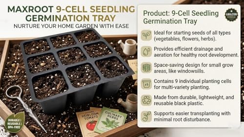 Image of Bio Blooms Agro India Pvt Ltd | Seedling Tray, Plastic Germination Tray for Seed Starting (9 Cavity, 10, Count)