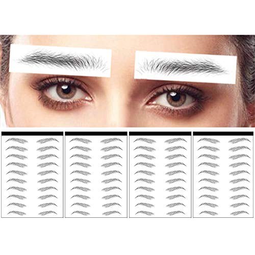 DAGEDA Black 40 Pairs 4 PC 4D Eyebrow Transfers Stickers, Long Lasting Natural Waterproof Bionic Eyebrow Water Transfer Tattoo Eyebrow Sticker For Woman Man Makeup Tool（#Meteor）