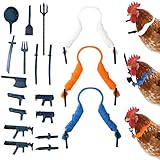 ARELGY 3 Pairs Chicken Toys Chicken Costume Arms Set with 16 Props Weapon, Chicken Arms PLA Plastic Accessories for Chickens, Ducks, Geese and Birds