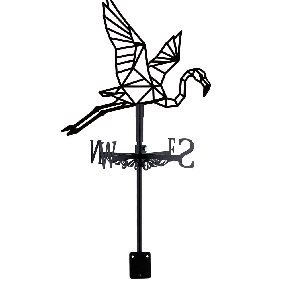 SUPERDANT Folding Flamingos Weather Vane Bird Weathervanes Direction Indicator Measuring Instrument Roof Installation Weathervane FOR Outdoor Garden Farm Backyard Gazebo Barn Art Decoration Black
