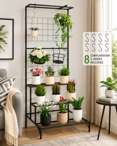 Image of 6-Tier Rust-Proof Metal Plant Stand for Balcony & Indoor Use - Heavy-Duty Gamla Stand for 6 Pots (Lohe Ka Stand) (large 3 tier plant stand)
