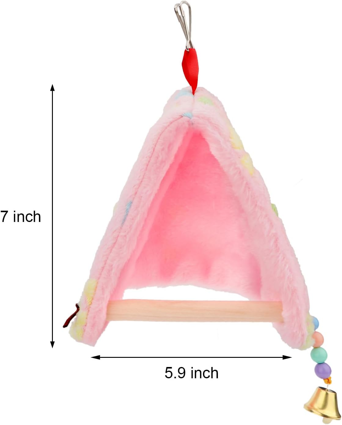 Bird Plush Perch Tent Winter Warm Triangle Hammock Nest Bed for Parrot Budgie Parakeet Cockatiel Lovebird (S)