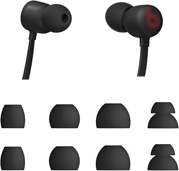 Ear Tips Compatible with Beats Flex, 4 Sizes S/M/L/D, 4 Pairs Soft Silicone Eargels Replacement Earbuds Tips, Black