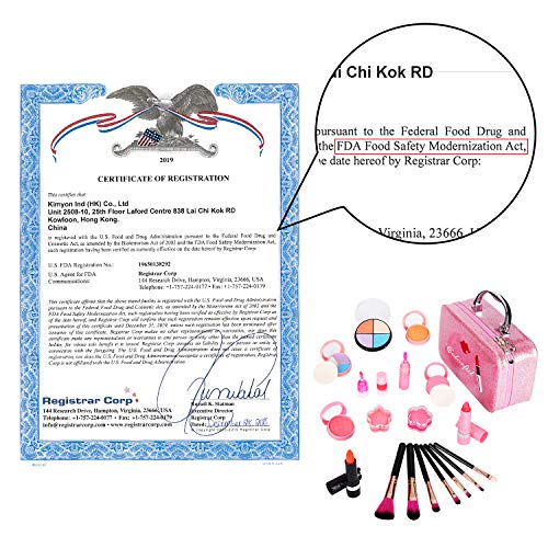 Auney 21Pcs Makeup for Girls Kids Makeup Kit Girl Real Pretend Play