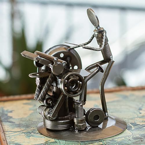 NOVICA Metallic Offset Print Unique Recycled Metal Sculpture, 5.5" Tall