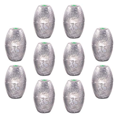 Swpeet 10Pcs 35g Egg Olive Shape Sinkers Fishing Sinkers Worm Sinker Fishing Weights Bass Casting Weight for Rig Fishing