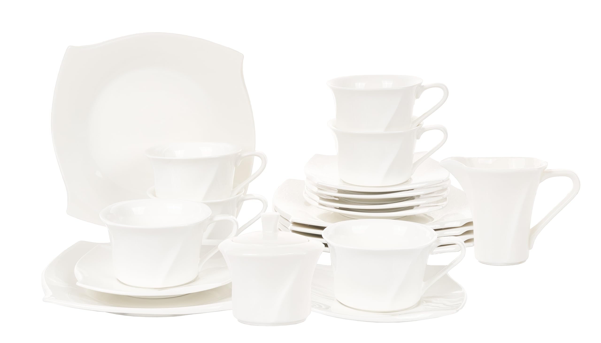 STEINWOHN Frühstücks- & Kaffeeservice Erzeugnis – 20-teilig, Creme-Weiß, spülmaschinenfest & mikrowellengeeignet