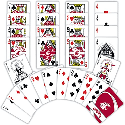 Image of MasterPieces Family Games - NCAA Washington State Cougars Playing Cards - Officially Licensed Playing Card Deck for Adults, Kids, and Family
