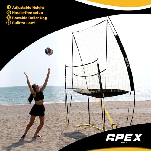 Apex Sports Volleyball Training Net System - Sturdy, Adjustable, and Portable | Improve Accuracy, Technique, and Skills | Ideal for Indoor/Outdoor Use | Easy Assembly & Storage | - Thumbnail 2