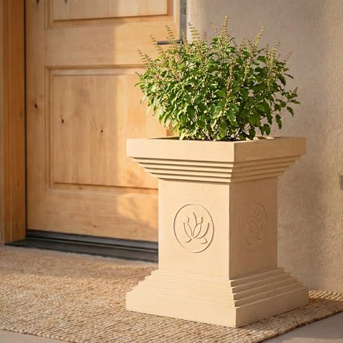 Image of Eha Earth-Friendly Tulsi Pots for Home Big Size | 20 inch, Pack of 1 | Heavy Duty Tulasi Pot Made with Rice Husk & Bamboo Biocomposite | UV Protected Plant Pots | Tulasi Kota Set | Sand Dune