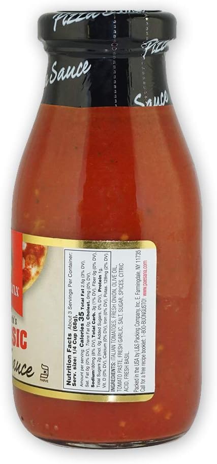 Paesana New York’s Classic Pizza Sauce, Gluten Free, Kosher Certified, 8.5 OZ - Made in The USA (6 Pack)