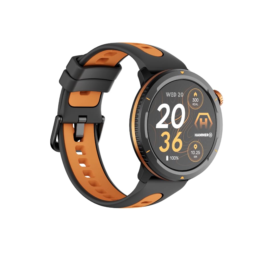 Hammer Smartwatch 2 Lite, Pantalla AMOLED de 1,43 Pulgadas, función Always-on-Display, batería de 370 mAh con hasta 15 días de duración con una Sola Carga, Resistencia al Agua de 3 ATM, Bluetooth