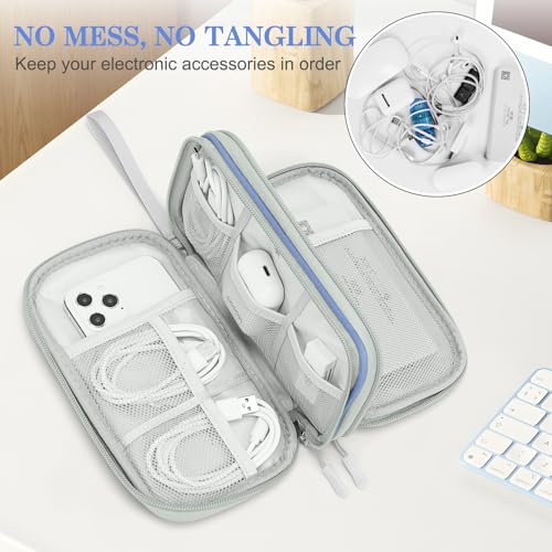 Image of FYY Electronic Organizer, Travel Cable Organizer Bag Pouch Electronic Accessories Carry Case Portable Waterproof Double Layers All-in-One Storage Bag for Cable, Cord, Charger, Phone, Pattern Blue (M)