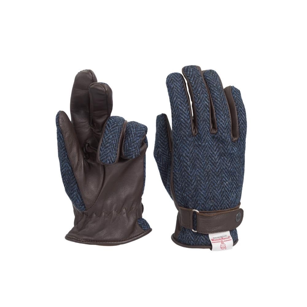Walker and Hawkes - Harris Tweed Hallbrook Gloves - Midnight Blue - Large