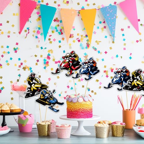 Image of Snowmobile Centerpieces Sticks,Set of 16 Ski Birthday Party Decorations Ski Party Decor for Baby Shower Winter Skiing Party Table Centerpieces Sport Skier Table Topper