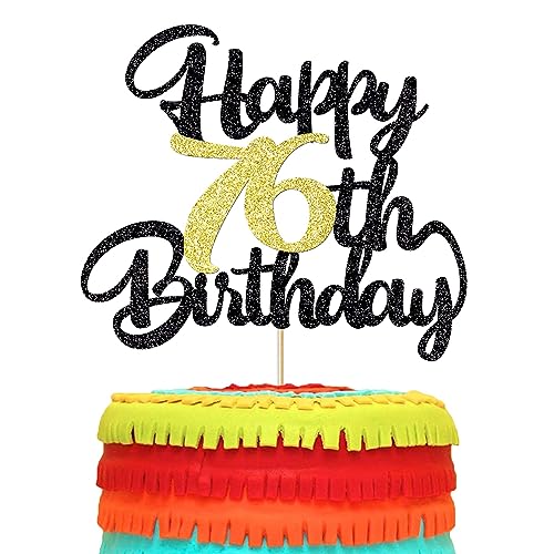 Image of 76th Happy birthday cake topper happy cake decoration 76th birthday party decoration gift plugin (76)