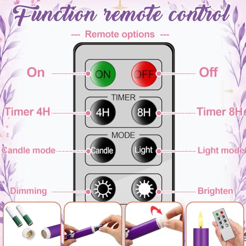 Image of Aurelema Battery Operated Flameless Taper Candle Remote, 5 Pcs, Advent