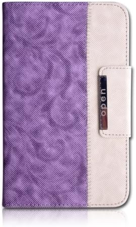 Thankscase Samsung Galaxy Tab 4 10.1 Wallet Rotating Case with a Bonus Screen Protector, Cover with Hand Strap with Smart Cover Function,slim Lightweight Pocket Case for Samsung Galaxy Tab 4 10.1 Sm-t530.(purple+white)