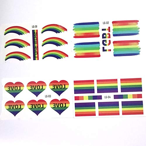 Beiling 20 Sheets Rainbow Lgbt Temporary Tattoos Stickers Pride Day Body Art Temporary Tattoos For Men Women Face Body Arm Waist Decoration Waterproof Stickers For Party Parade Wedding thumb #2