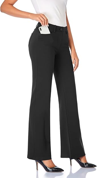 Tapata Womens 28/30/32/34 Stretchy Bootcut Dress Pants with Pockets Tall, Petite, Regular for Office Work Business